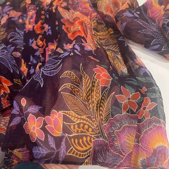 Johnny Was Octavia Blouse Etta’s Garden 100% silk Sheer Floral Small - Picture 12 of 14